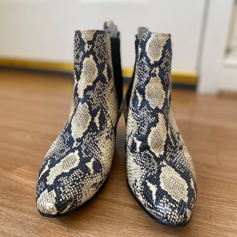 Sam Edelman Reesa Python Snakeskin Cowboy Western Ankle Boots Women’s Size 8